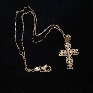 Lisa Robertson Sterling Lace Cross Necklace, NWOT